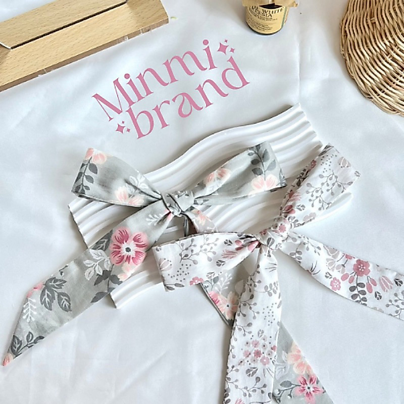 MINMI สินค้าพร้อมส่ง FLOWER🎉ริบบิ้นคอตตอนลายดอกไม้ 🌷 สดใสทุกฤดูกันไปเลย💕