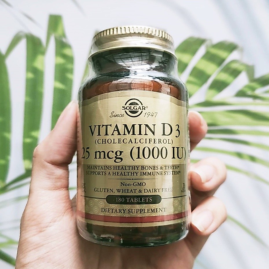 วิตามินดี 3 Vitamin D3 (Cholecalciferol) 25 mcg (1,000 IU) 180 Tablets (Solgar®)