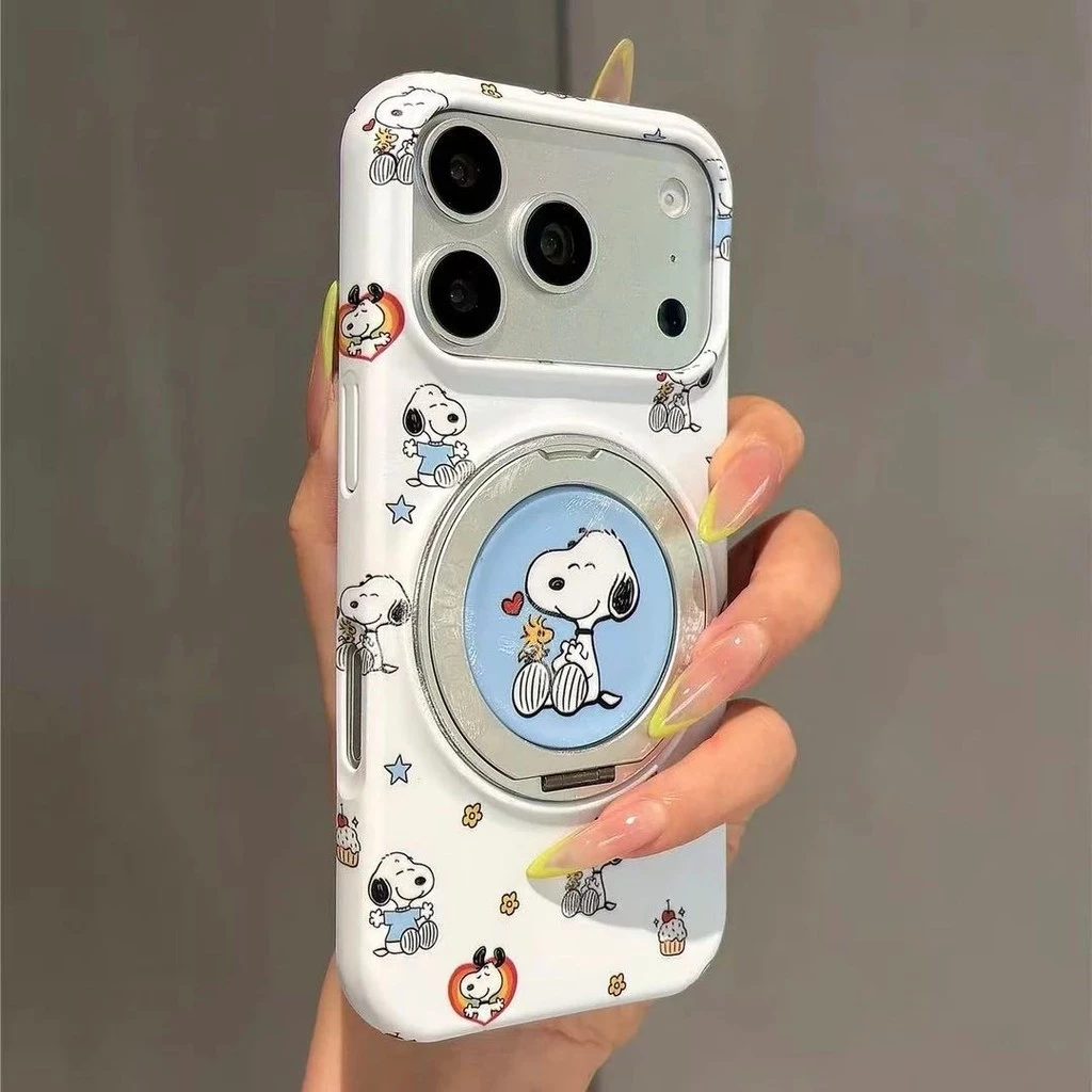น่ารักสีขาวด้านล่างเต็มหน้าจอลูกสุนัข 360 หมุนวงเล็บแม่เหล็กเคสโทรศัพท์เหมาะสําหรับ ไอโฟน17 มือโปร สูงสุด 16 15 มือโปร สูงสุด กันกระแทกกล้องป้องกันลดลงฮาร์ดปกหลัง