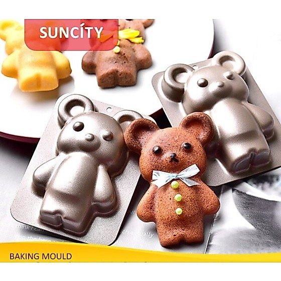 พิมพ์หมี 3D MR. BEAR พิมพ์อบขนมรูปหมีจิ๋ว พิมพ์อบขนมสไตล์เกาหลี พิมพ์เคลือบ ยี่ห้อ Suncity