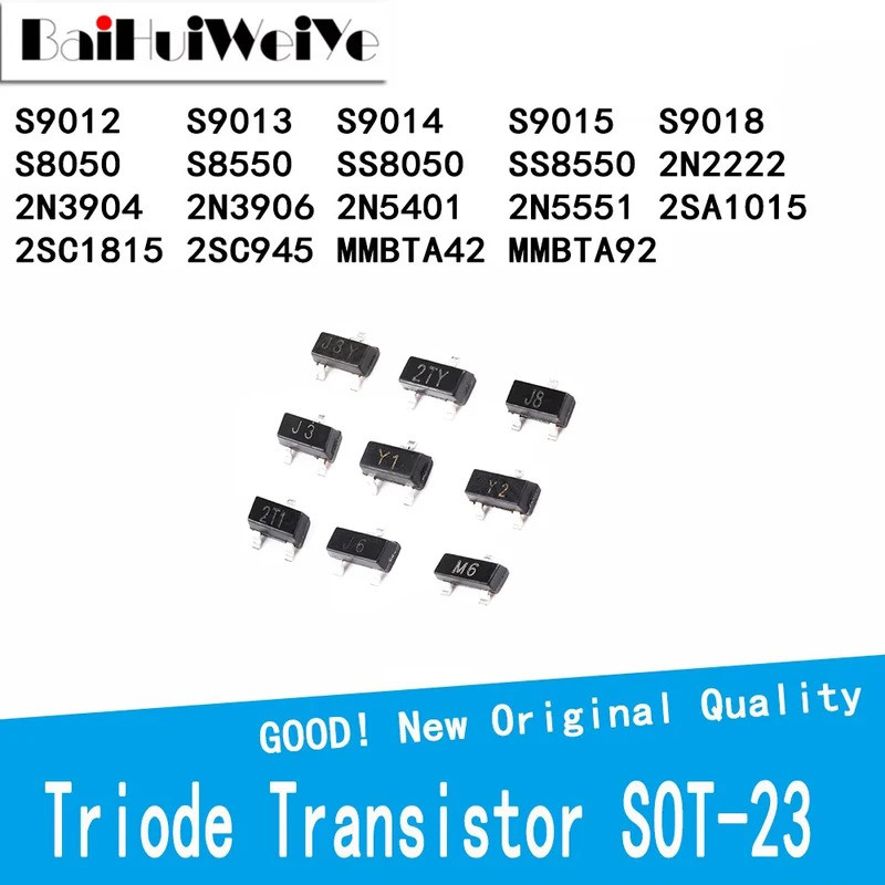5PCS S8550 2N2222 2N3904 2N3906 2N5401 2N5551 2SA1015 2SC1815 2SC945 MMBTA42 S9012 S9013 S9014 S9015