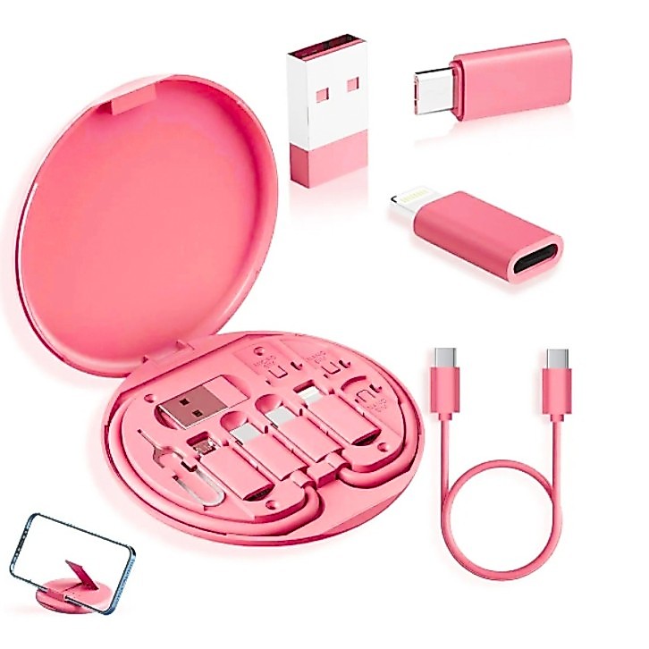 60w Multi Type-C,USB C, Micro USB,Lighting Fast Charging Phone Cable Kit Data Cable Mobile Phone Holder Storage Box
