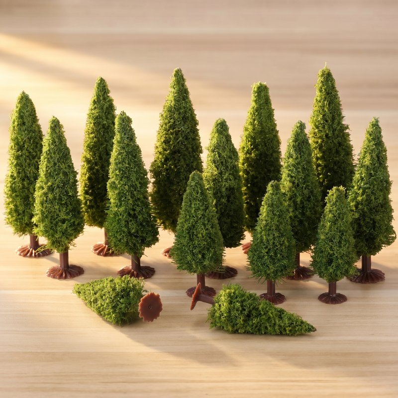 ทิวทัศน์ต้นไม้สําหรับคริสต์มาส Village Minature และพุ่มไม้รุ่น