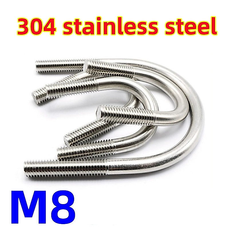 M8 U Bolt ท่อกลม- A2 304 สแตนเลส U-Bolt Pap Bulat U Bolt - ถุงมือทํางาน