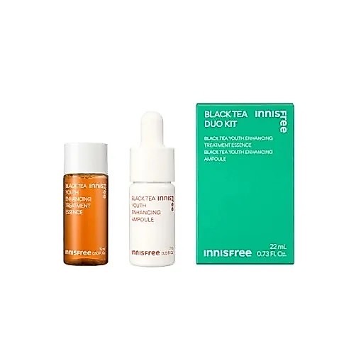 Innisfree Black Tea Youth Enhancing Duo Kit (Black Tea Youth Ampoule 7ml, Treatment Essence 15ml)