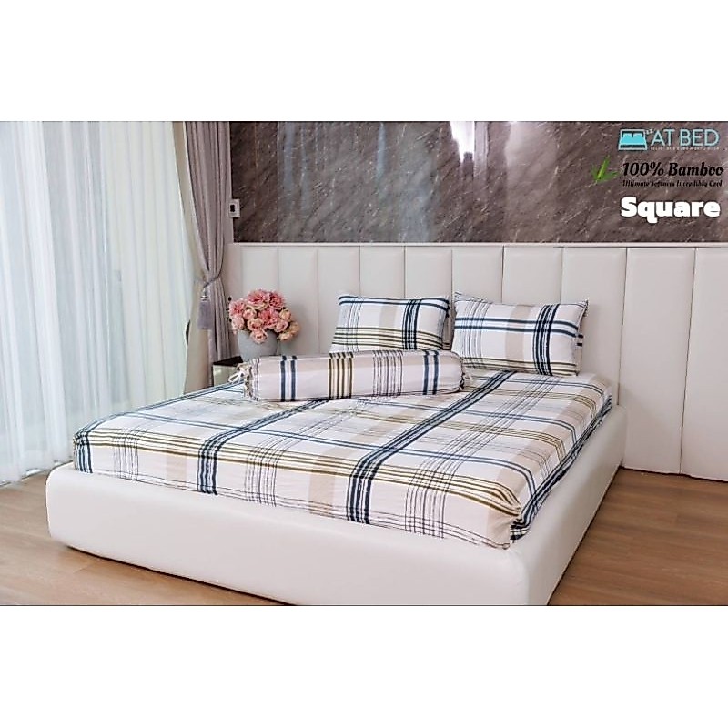 ชุดผ้าปู-ผ้านวม เนื้อผ้า Bamboo 100% ทอ 1000 เส้นด้าย ลาย square ผ้าเยื่อไผ่ เย็นสบายที่สุด (ลายใหม่)