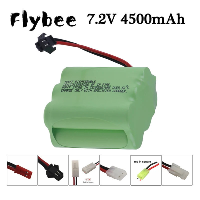 7.2V แบตเตอรี่สําหรับ RC เรือรุ่นรถไฟฟ้าของเล่นถัง 7.2V 4500 mAh Ni-MH AA แบตเตอรี่ NiMH Pack SM JST