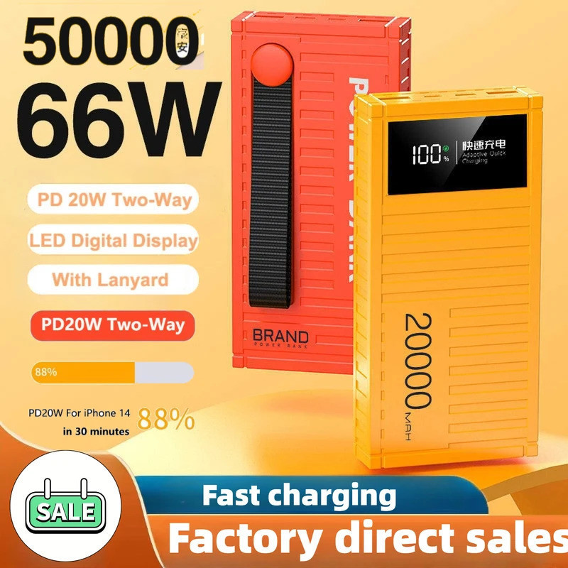 66W Super Fast Charging 50000mAh Power Bank PD 20W แบบพกพาภายนอกแบตเตอรี่ Charger Powerbank สําหรับ 
