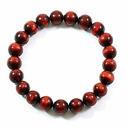 CAHAYA MERAH สร้อยข้อมือรากบาฮาร์สีแดง 8 มม. เชือกไหลโปร่งแสง