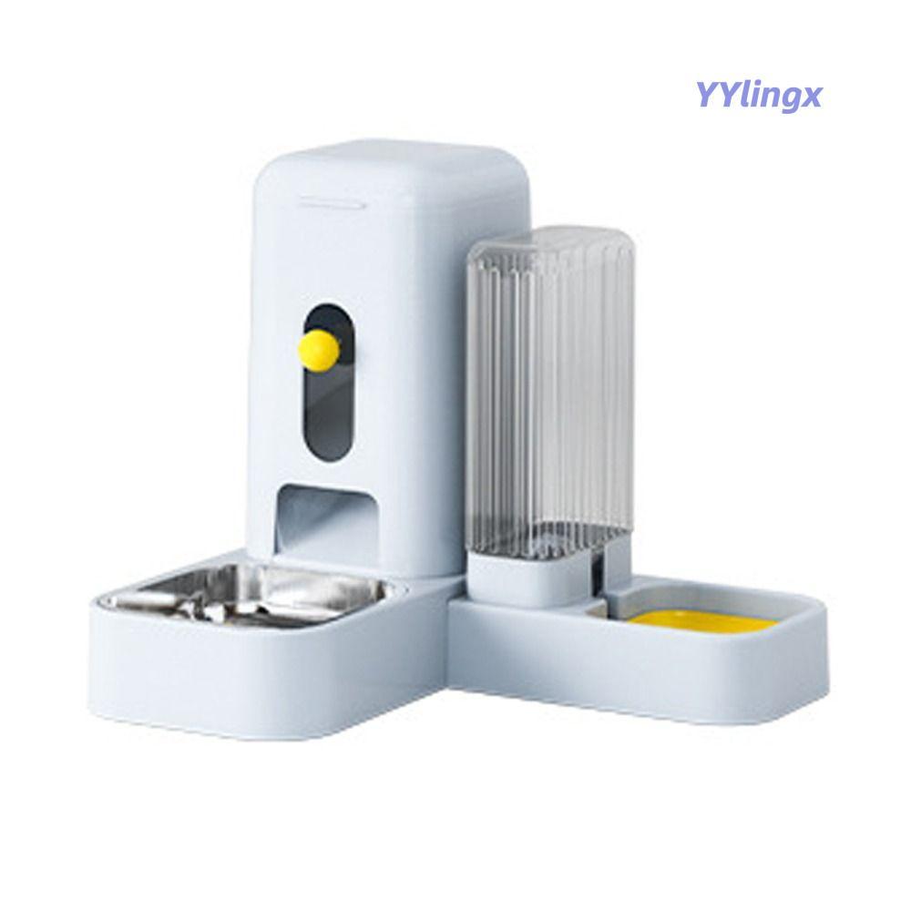 YYlingx YYLINGX ชามน้ําดื่มแมว, แห้ง-เปียกแยก Siphon Principle เครื่องจ่ายอาหารแมวอัตโนมัติ, ทําความสะอาดง่ายที่มองเห็นได้หน้าต่างที่ถอดออกได้พลาสติกสัตว์เลี้ยงภาชนะบรรจุอาหารน้ําแมว