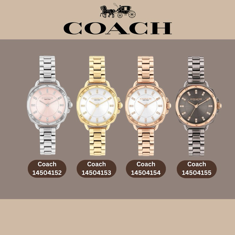Coach Tatum Womens Stainless Steel Quartz Watch 14504152 14504153 14504154 14504155 28มม