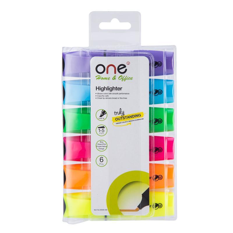 ONE ปากกาเน้นข้อความ รุ่น AH636 คละสี (แพ็ค 6 ด้าม)