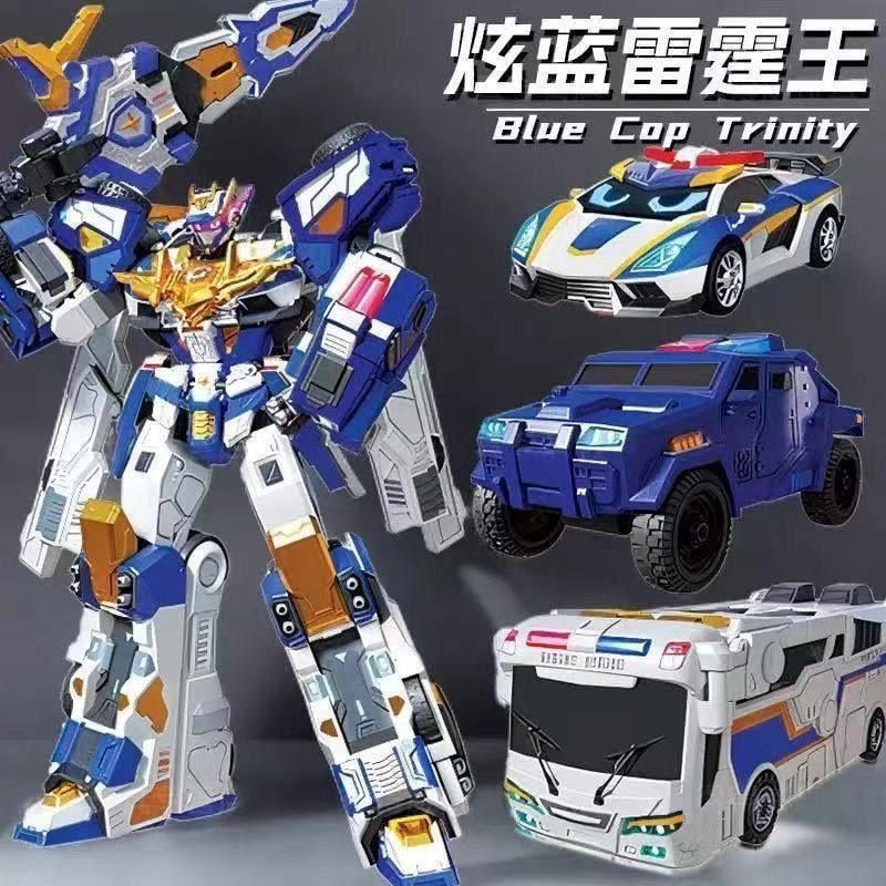 Dazzling Blue Mecha Dazzling Card Fifty Fighter Lightning Agent Transforming Robot Car ของเล่นเด็กขอ