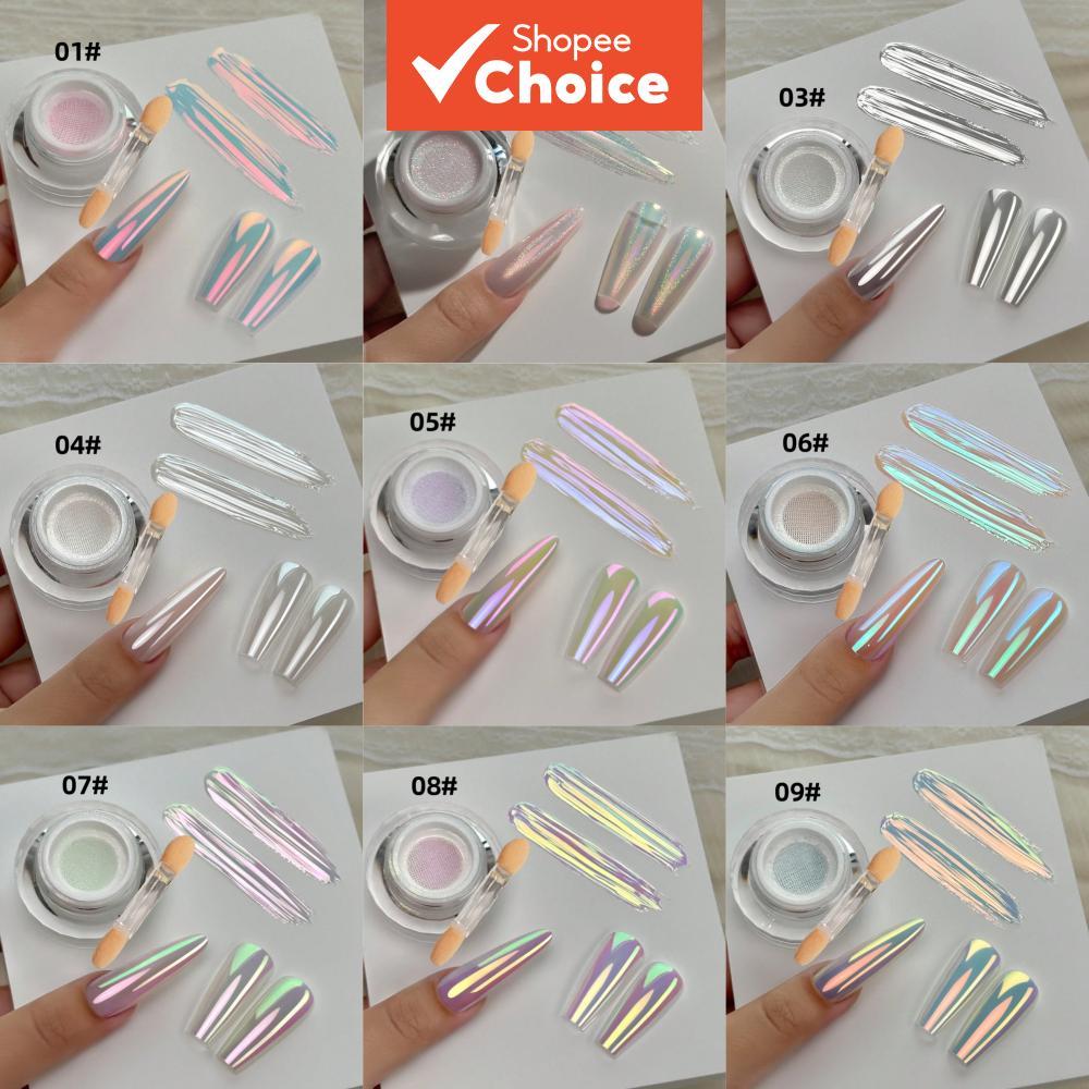 ผงแป้งทาเล็บสีรุ้งเงาแวววาวแบบขวดลม (0.5 กรัม/ขวด)
