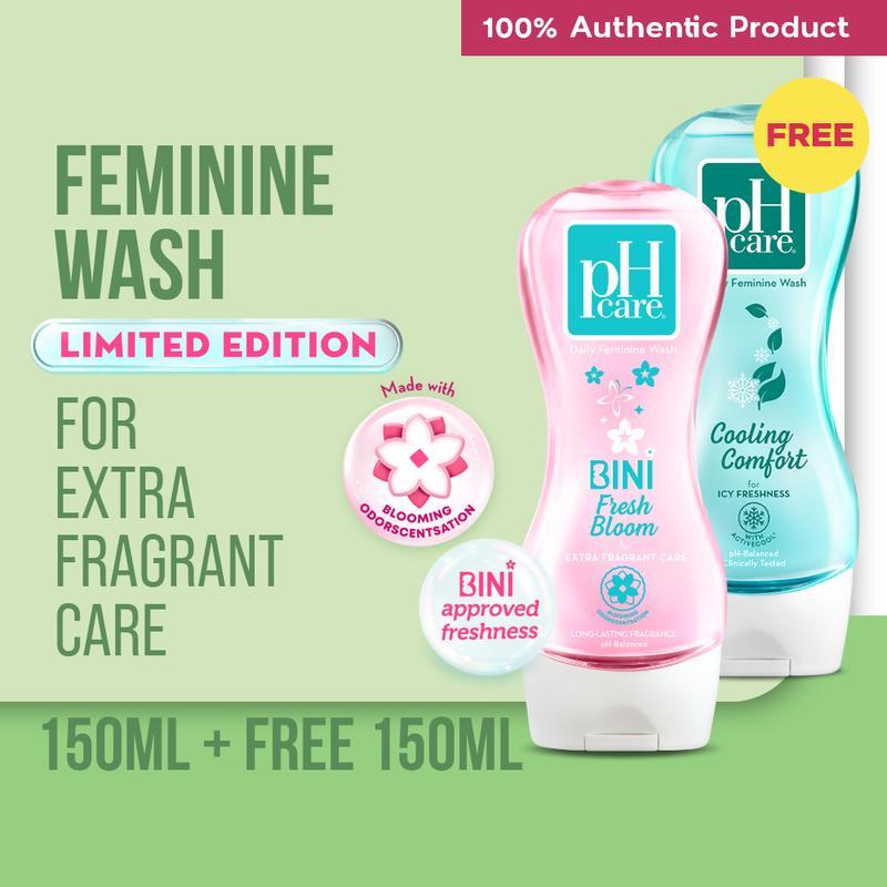 ใหม่ pH Care Daily Feminine Wash BINI Fresh Bloom 150ml + ฟรี pH Care Cooling Comfort 150ml | ซื้อชุ