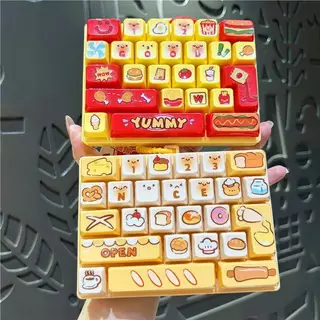 [Smw] 26 ปุ่มอาหาร Themed คีย์บอร์ดพวงกุญแจ Mini Dpression Fidget ของเล่น Poet ขนาดความเครียดบรรเทาสําหรับเดินทาง [TH]