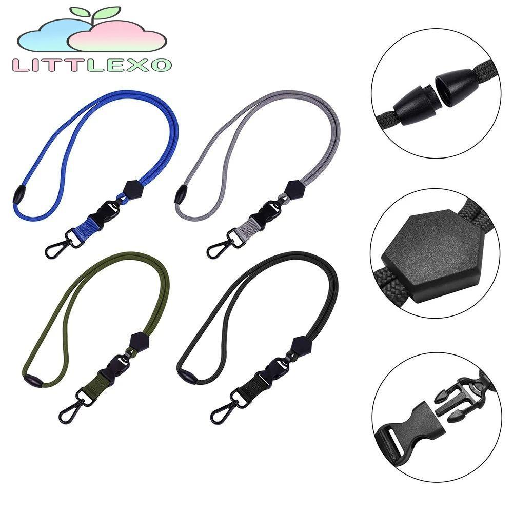 LITTLEX Badge Lanyard, โลหะโพลีเอสเตอร์ปรับ ID เชือก, ID Card Holder สีทึบแขวนเชือกผู้หญิงผู้ชาย