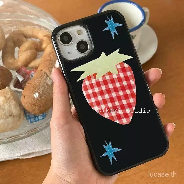 เคสโทรศัพท์แฟชั่นลายสก๊อตสตรอเบอร์รี่ Girly สไตล์เหมาะสําหรับ iPhone 14promax 15promax 14 15 16 17 p