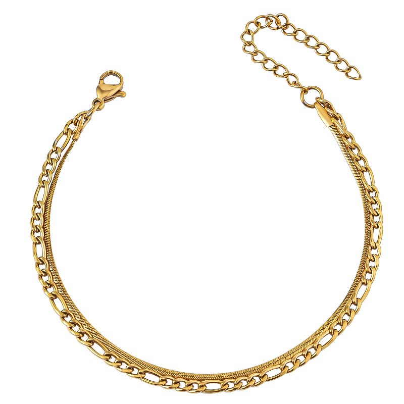 Ins Trend Minimal Mixed Link Stack Bracelet Delicate Daily Matching Wrist Jewelry