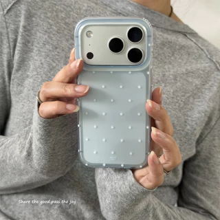 ใหม่ปลอก Matte IMD Clear Blue-Green Small Polka Dot Anti-Drop Case สําหรับ iPhone 14 15 16 17 Pro Max