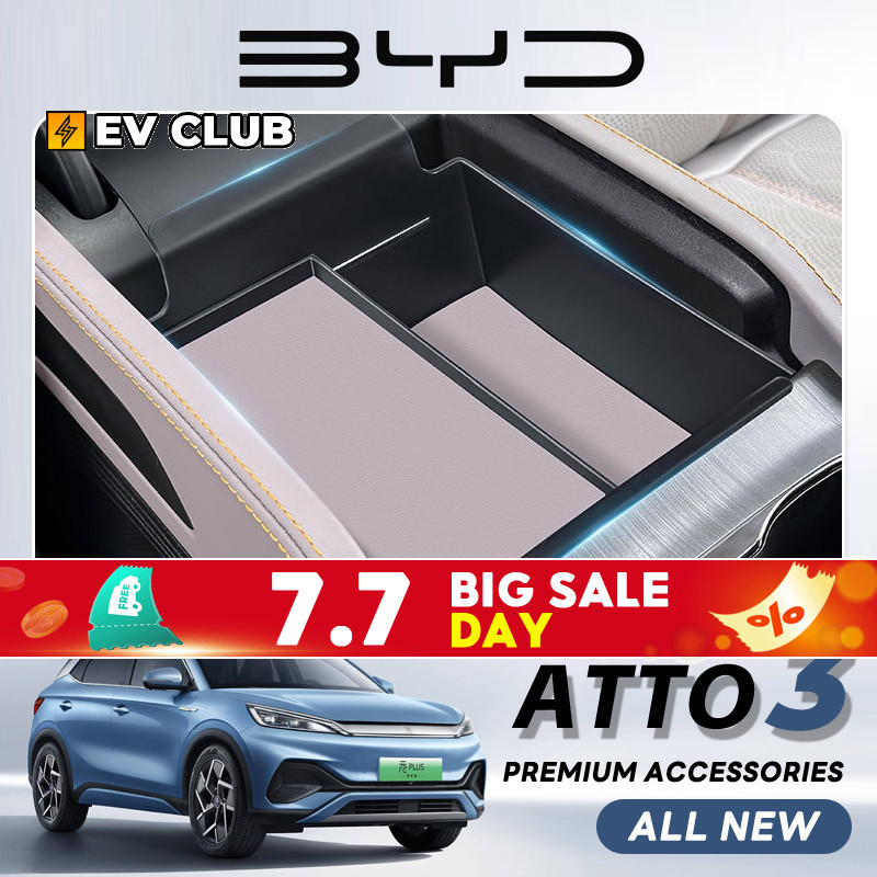 เหมาะสําหรับ BYD ATTO3 EV Double-Layer Central Control Armrest กล่องเก็บของรถดัดแปลงกล่องเก็บ