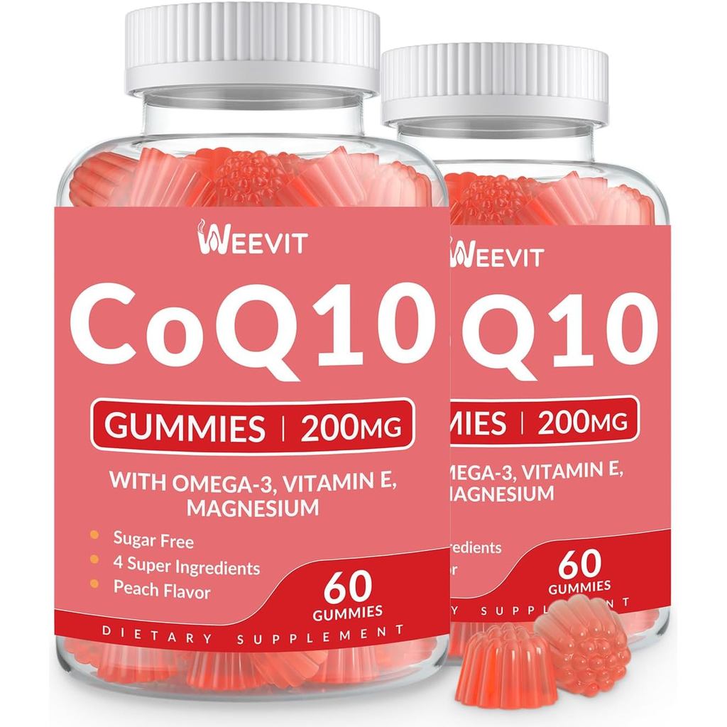 WEEVIT Honey-Free Coenzyme Q10 Jelly 200mg, Adult Coenzyme Q10 (Panthenol) Jelly, ประกอบด้วย Omega-3