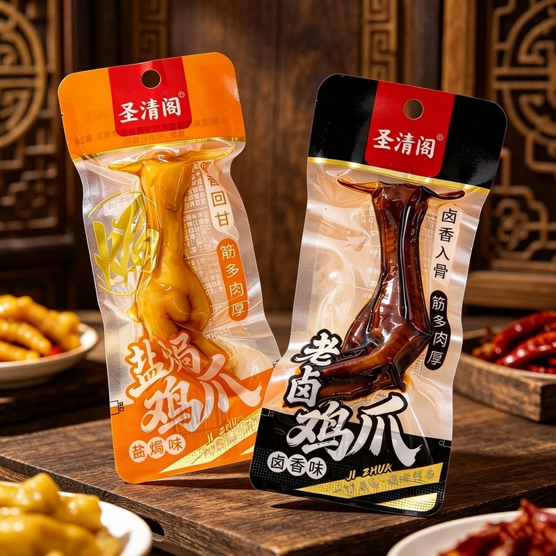 圣清阁盐焗味鸡爪卤味微辣凤爪独立包装鸡爪五香休闲零食6/29 Shengqingge Salt-Baked Chicken Feet, Spicy Braised Chicken Feet, Indi
