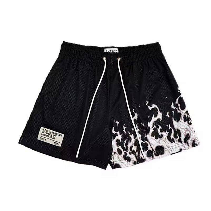 【Ready Stock】 New Flame Shorts American Basketball Training 4-Point Pants Men and Women below the Kn