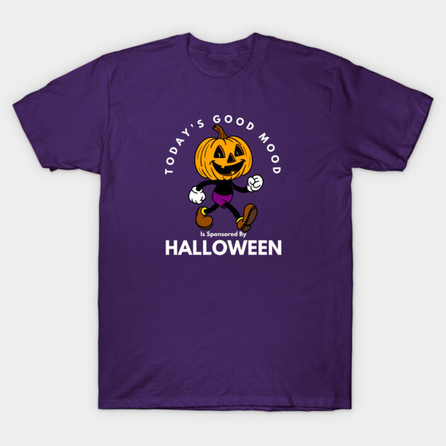 เสื้อยืด Vintage Today’s Good Mood Is Sponsored By Halloween T-Shirt แท้ Cotton 100% การ์ตูน