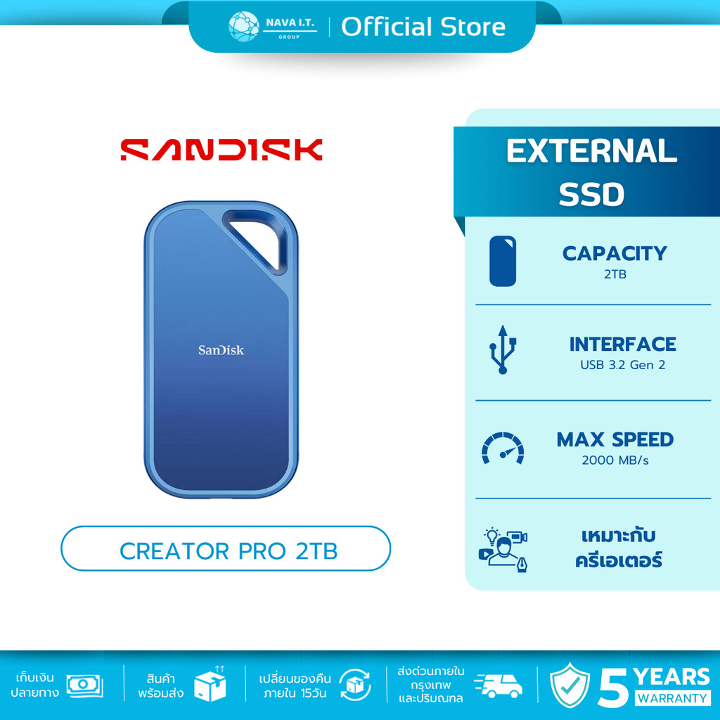 SanDisk External SSD Content Creator 2TB (SDSSDE81C-2T00-G25) Extreme Pro Creator