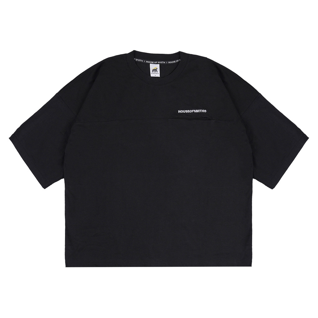 House of Smith Mens Boxy T-Shirt - Over Drop Tshirt Black - Boxy T Shirt