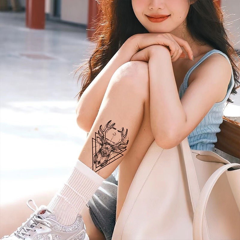 สติกเกอร์รอยสักลายเสือดาว กวาง และพืช ขนาดสีดำ ต้านน้ำได้นานถึง 15 วัน - รูปที่ 7