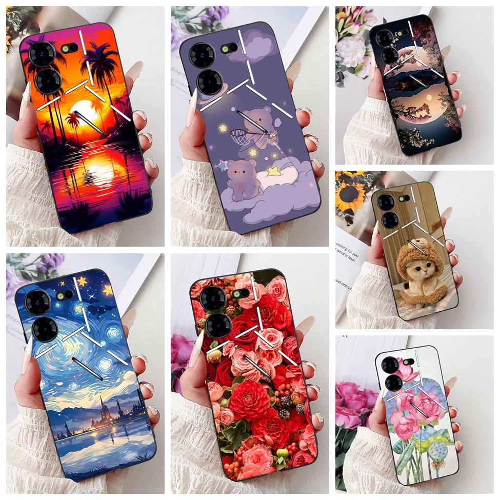 Tecno Pova 5 Pro กรณี LH8n ความงามแมวน่ารักแฟชั่นดอกไม้ Cool ทาสีปกหลัง Techno Pova 5 Pro เคสโทรศัพท