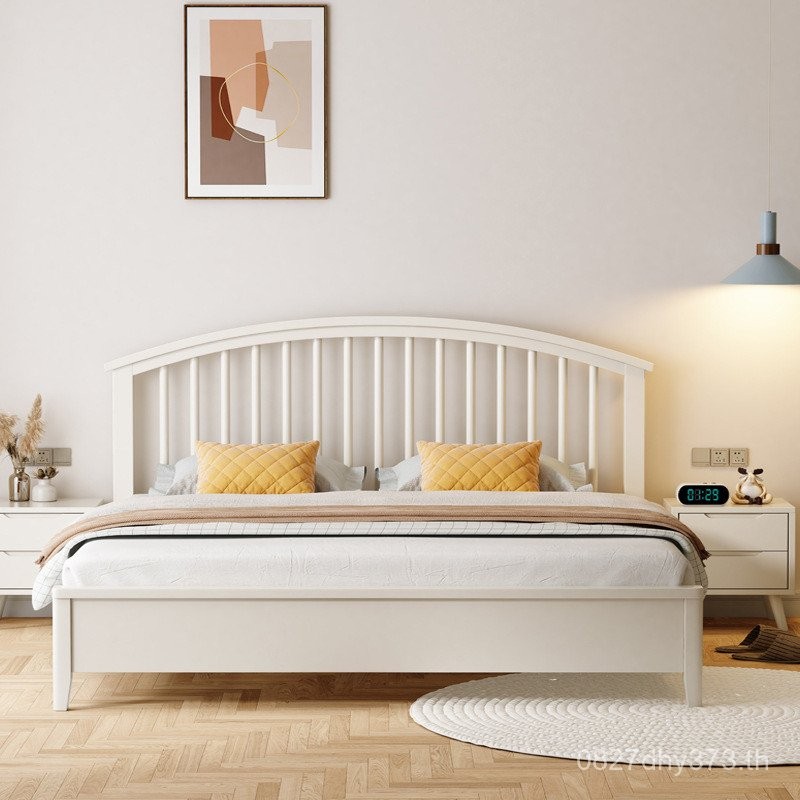 Apartment Master Bed Bed Bed Bed Bed Bed Bed Bed Style Cream Modern Simple Nordic Solid Wood Bed
