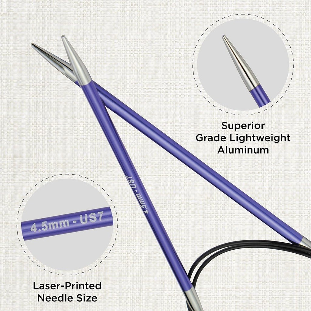 KnitPro Zing เข็มวงกลมคงที่ 24" (60ซม.) | US Size 7 (4.5mm) NW2Y