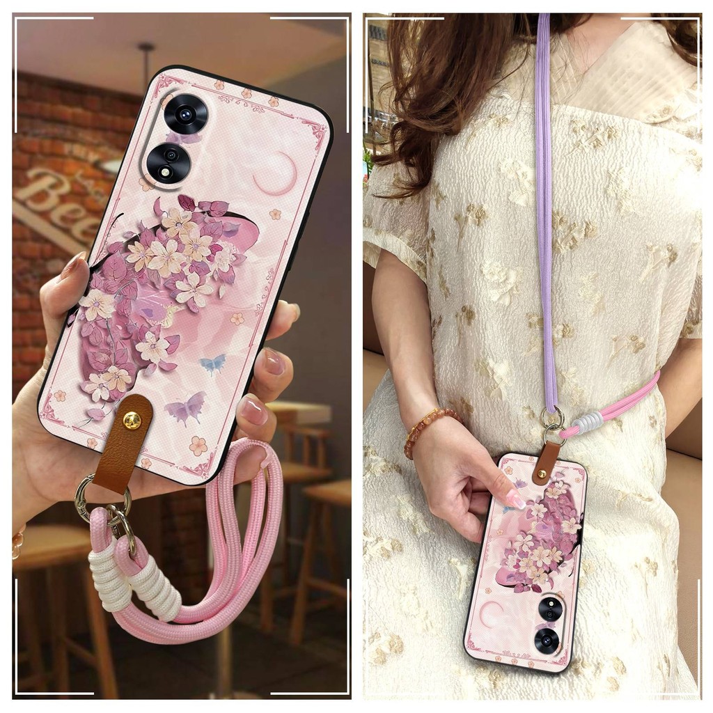 ป้องกันฝุ่นCrossbodyเคสโทรศัพท์สําหรับOPPO A97 5GแนวทแยงAnti-KNOCKสร้อยคอกันน้ําการ์ตูนกันกระแทกGraf