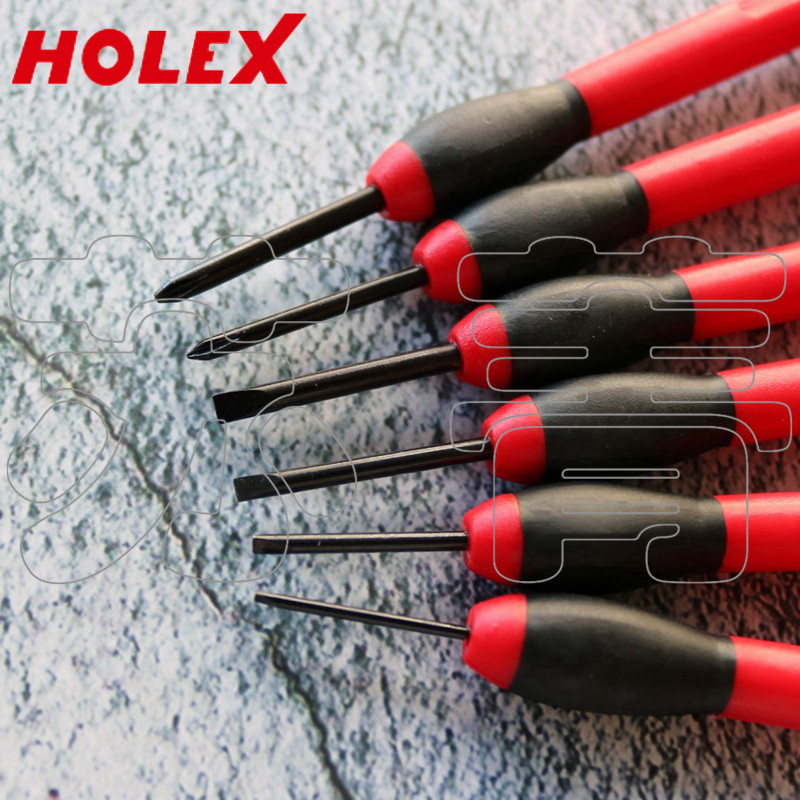 เยอรมนี HOLEX HOLEX ชุดไขควงอิเล็กทรอนิกส์ Phillips Precision 6 ชิ้นพร้อมหมวกกลมหมุนได้