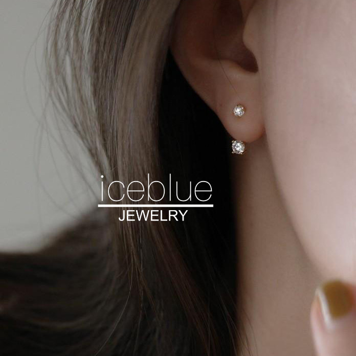 Iceblue-One คู่สองสวมใส่Zircon Ear Studsกลับแขวน 14K Gold Plated Retroแฟชั่นอเนกประสงค์Non Tarnishต่างหูผู้หญิงE107
