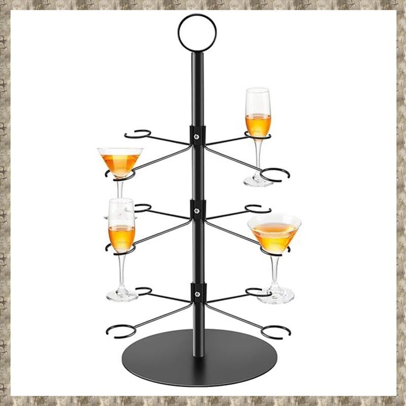 [zv0lma8i] 12 ที่วาง 3 ชั้นขาตั้งต้นไม้ค็อกเทลแก้วไวน์อเนกประสงค์แสดงชิมการบินสําหรับแชมเปญค็อกเทลค็