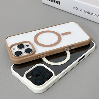 2-in-1 คริสตัลโปร่งใสไร้สายชาร์จแม่เหล็กอะคริลิคเคสโทรศัพท์เข้ากันได้สําหรับ IPhone 11 12 13 14 15 16 17 Pro Max Plus Clear Soft กันกระแทกเคสโทรศัพท์ฝาหลังกันชน