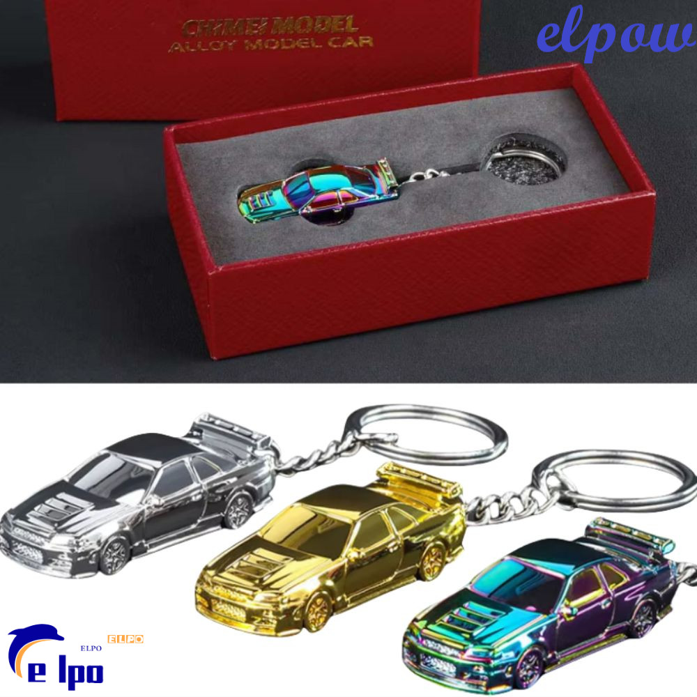 PIXELPOWER RS7 พวงกุญแจรถ, 1:64 Scale Electroplated GTR-R34 พวงกุญแจ,แฟชั่นเครื่องประดับของขวัญจําลอ