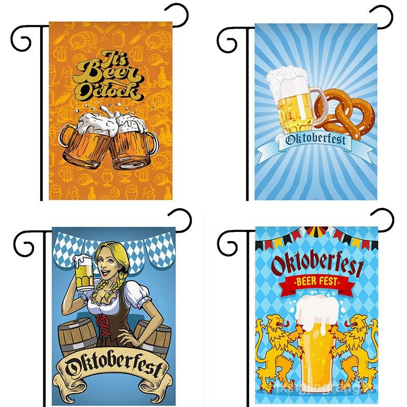 The Munich Oktoberfest Germany Munich Beer Festival ตกแต่งกลางแจ้ง Double Sided Linen Garden Flag