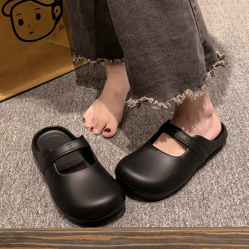 เป่าโถว รองเท้าแตะแบนหญิงด้านนอกคนขี้เกียจ 2025 ฤดูร้อนกันลื่นสวมใส่ด้านนอกสํานักงานแนวโน้มกันน้ํา