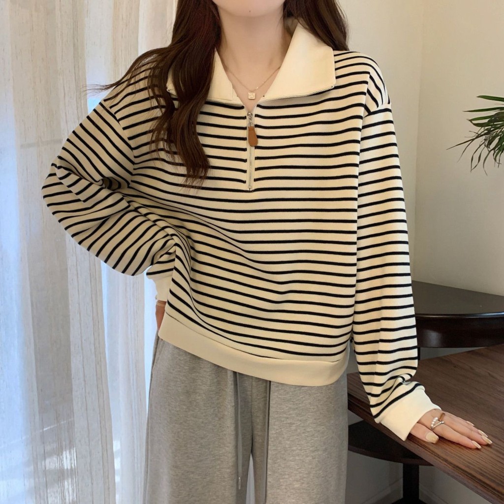 พลัสไซส์ Fat mm American Stripe Polo Nair20250904