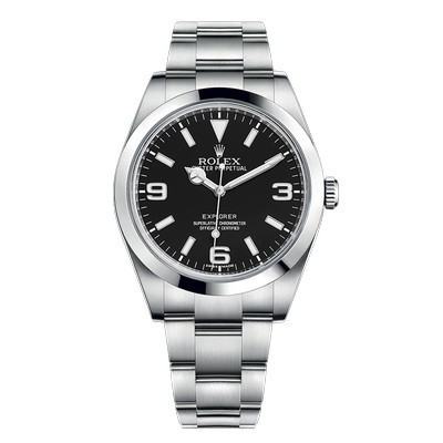 Rolex Rolex Mens Watch Explorer114270สีดําแผ่นดิสก์สแตนเลสนาฬิกากลไกอัตโนมัติผู้ชาย