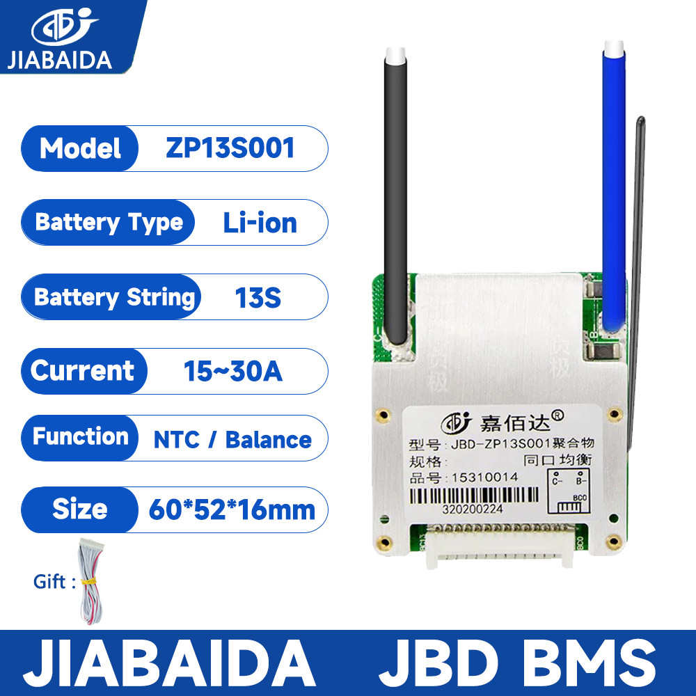 JBD BMS 13S 48V Li-ion 3.7V Lithium 15A 20A 25A 30A Continuors Current Charge jiabaida BMS Balance