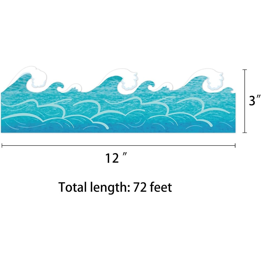 ขอบกระดานป้ายประกาศลายคลื่นทะเล ขนาด 72 ฟุต สําหรับตกแต่งผนังห้องเรียน 4LT7