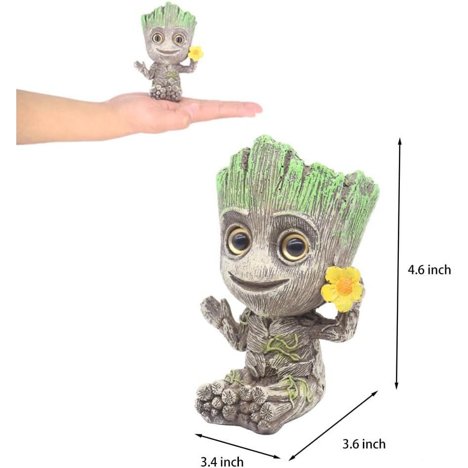 Baby Groot ตกแต่งตู้ปลาพร้อม Bubbler, ตกแต่งตู้ปลาขนาดเล็ก, ของเล่น Air เครื่องประดับ Figurines Aera