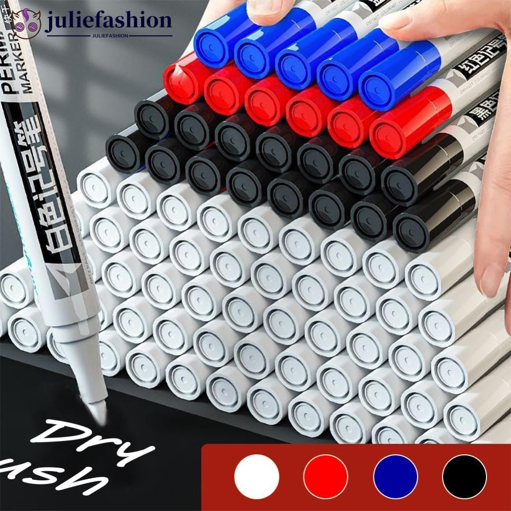 JULIEFASHION 1 PC สีขาวสีดําสีแดง Marker ปากกา 2.0 มม.มันกันน้ําปากกาสีสําหรับขนสัตว์ Canva ยางแก้ว 