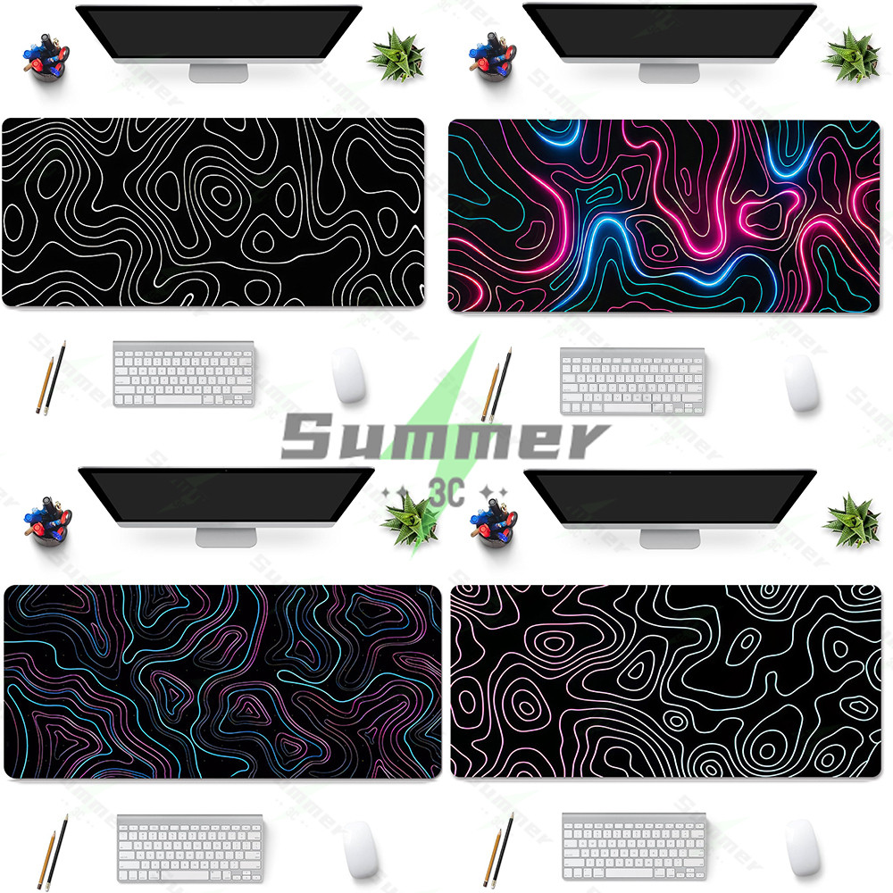 Summer แผ่นรองเมาส์สำหรับเล่นเกมขนาดใหญ่พร้อมขอบเย็บ แผ่นรองเมาส์สำหรับเล่นเกมขนาด 80*30*0.3ซม พร้อมฐานกันลื่นสำหรับโต๊ะ